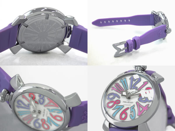 ガガ･ミラノスーパーコピー GAGAMILANO マニュアル　40mm　クォーツ z5020.7 パープルラバー ホワイトシェル/バイオレットカラーアラビア